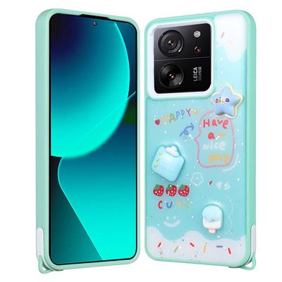 Xiaomi Mi 13T Uyumlu Kılıf Parlayan Simli Kabartma Figürlü Zore Cevze Kapak