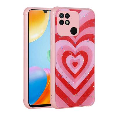 Xiaomi Poco C40 Uyumlu Kılıf Simli Desenli Kamera Korumalı Parlak Zore Popy Kapak