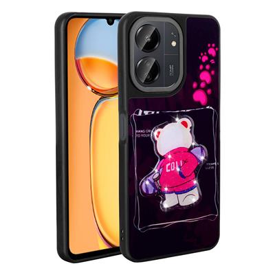 Xiaomi Poco C65 Uyumlu Kılıf Parlayan Kabartmalı İkonik Figürlü Zore Amas Silikon Kapak