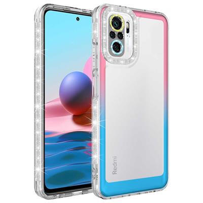 Xiaomi Poco M5S Uyumlu Kılıf Simli ve Renk Geçiş Tasarımlı Lens Korumalı Zore Park Kapak