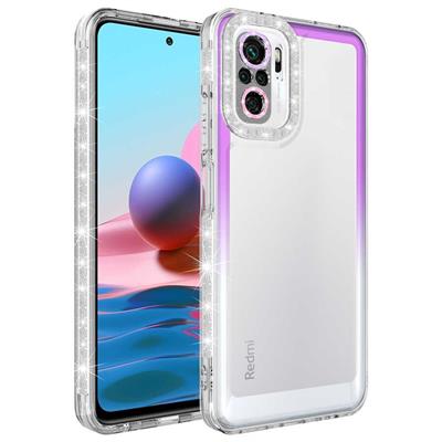 Xiaomi Poco M5S Uyumlu Kılıf Simli ve Renk Geçiş Tasarımlı Lens Korumalı Zore Park Kapak