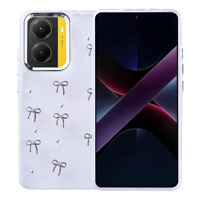 Xiaomi Poco X7 Pro Uyumlu Kılıf Airbag Tasarımlı Simli Şeffaf Zore Kutup Kapak