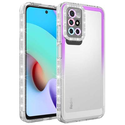 Xiaomi Redmi 10 Uyumlu Kılıf Simli ve Renk Geçiş Tasarımlı Lens Korumalı Zore Park Kapak