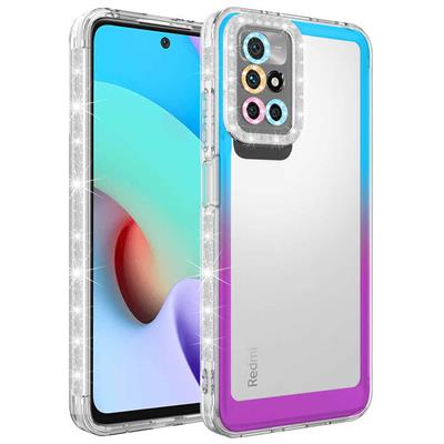 Xiaomi Redmi 10 Uyumlu Kılıf Simli ve Renk Geçiş Tasarımlı Lens Korumalı Zore Park Kapak