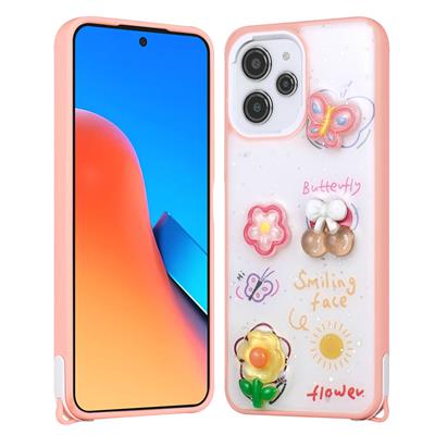 Xiaomi Redmi 12 4G Uyumlu Kılıf Parlayan Simli Kabartma Figürlü Zore Cevze Kapak
