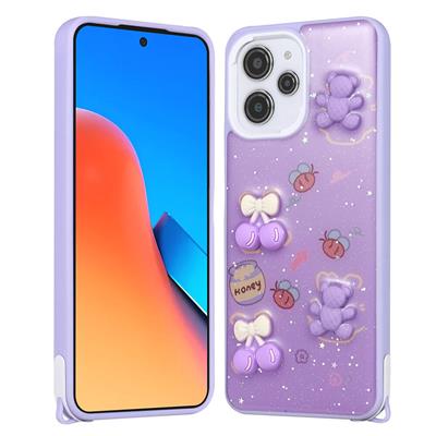 Xiaomi Redmi 12 4G Uyumlu Kılıf Parlayan Simli Kabartma Figürlü Zore Cevze Kapak