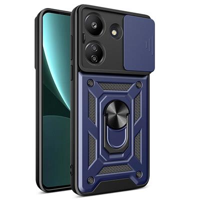 Xiaomi Redmi 13C Uyumlu Kılıf Magnetik Standlı Kamera Korumalı Zore Sürgülü Vega Kapak