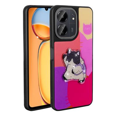 Xiaomi Redmi 13C Uyumlu Kılıf Parlayan Kabartmalı İkonik Figürlü Zore Amas Silikon Kapak