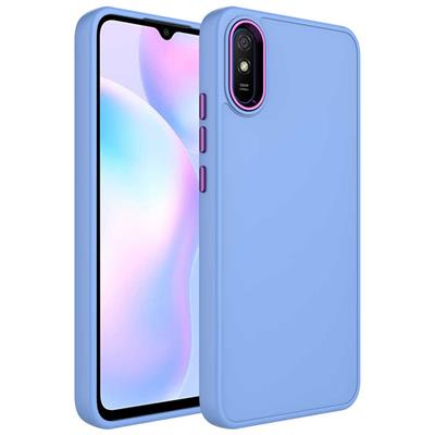 Xiaomi Redmi 9A Uyumlu Kılıf Metal Çerçeve ve Buton Tasarımlı Silikon Zore Luna Kapak