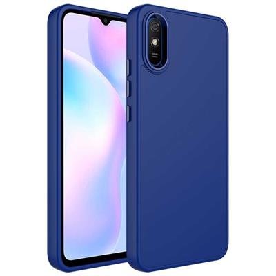 Xiaomi Redmi 9A Uyumlu Kılıf Metal Çerçeve ve Buton Tasarımlı Silikon Zore Luna Kapak