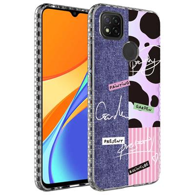 Xiaomi Redmi 9C Uyumlu Kılıf Airbag Kenarlı Renkli Desenli Silikon Zore Elegans Kapak