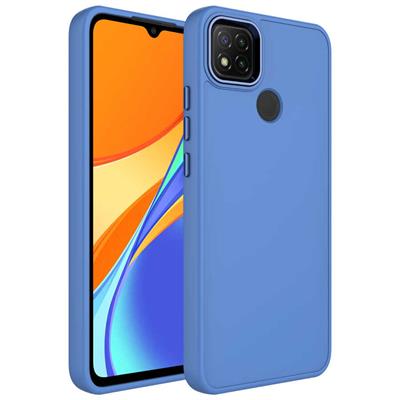 Xiaomi Redmi 9C Uyumlu Kılıf Metal Çerçeve ve Buton Tasarımlı Silikon Zore Luna Kapak