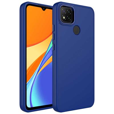 Xiaomi Redmi 9C Uyumlu Kılıf Metal Çerçeve ve Buton Tasarımlı Silikon Zore Luna Kapak