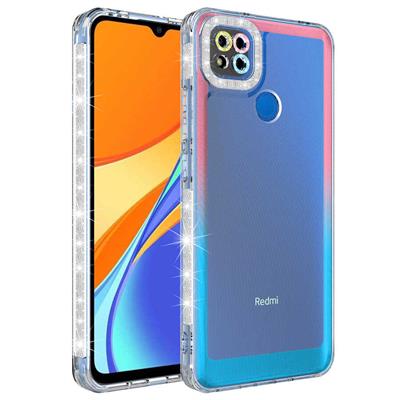 Xiaomi Redmi 9C Uyumlu Kılıf Simli ve Renk Geçiş Tasarımlı Lens Korumalı Zore Park Kapak