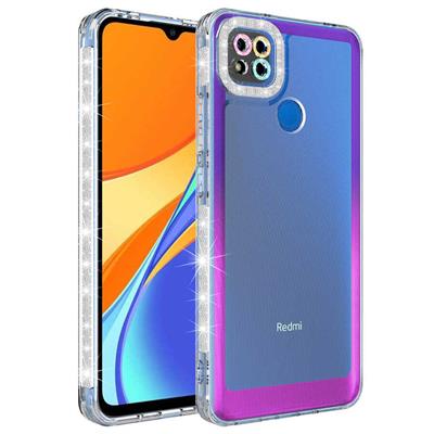 Xiaomi Redmi 9C Uyumlu Kılıf Simli ve Renk Geçiş Tasarımlı Lens Korumalı Zore Park Kapak