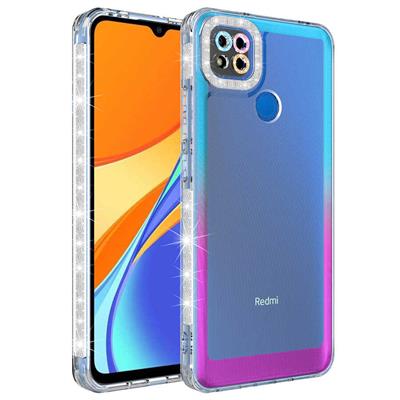 Xiaomi Redmi 9C Uyumlu Kılıf Simli ve Renk Geçiş Tasarımlı Lens Korumalı Zore Park Kapak