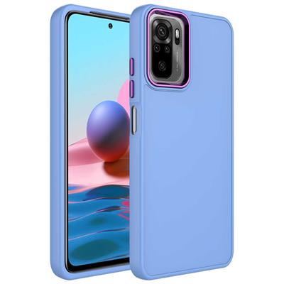 Xiaomi Redmi Note 10 Uyumlu Kılıf Metal Çerçeve ve Buton Tasarımlı Silikon Zore Luna Kapak