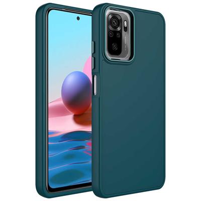 Xiaomi Redmi Note 10S Uyumlu Kılıf Metal Çerçeve ve Buton Tasarımlı Silikon Zore Luna Kapak