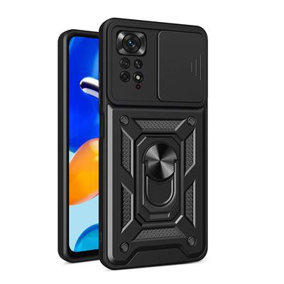 Xiaomi Redmi Note 11 Pro 4G Uyumlu Kılıf Magnetik Standlı Kamera Korumalı Zore Sürgülü Vega Kapak