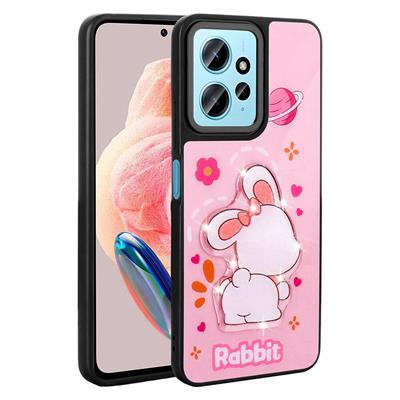 Xiaomi Redmi Note 12 4G Uyumlu Kılıf Parlayan Kabartmalı İkonik Figürlü Zore Amas Silikon Kapak