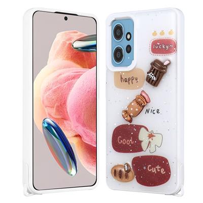 Xiaomi Redmi Note 12 4G Uyumlu Kılıf Parlayan Simli Kabartma Figürlü Zore Cevze Kapak