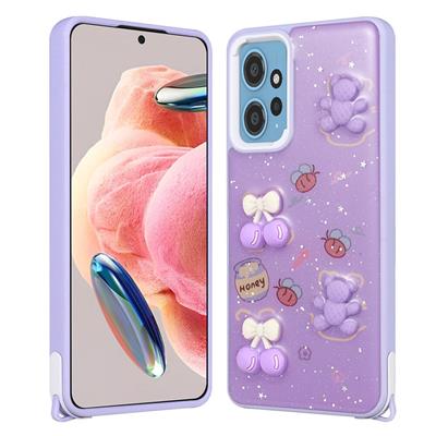 Xiaomi Redmi Note 12 4G Uyumlu Kılıf Parlayan Simli Kabartma Figürlü Zore Cevze Kapak