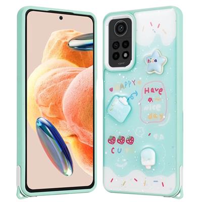 Xiaomi Redmi Note 12 Pro 4G Uyumlu Kılıf Parlayan Simli Kabartma Figürlü Zore Cevze Kapak