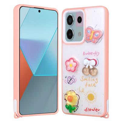 Xiaomi Redmi Note 13 Pro 5G Uyumlu Kılıf Parlayan Simli Kabartma Figürlü Zore Cevze Kapak