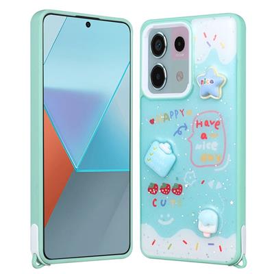 Xiaomi Redmi Note 13 Pro 5G Uyumlu Kılıf Parlayan Simli Kabartma Figürlü Zore Cevze Kapak