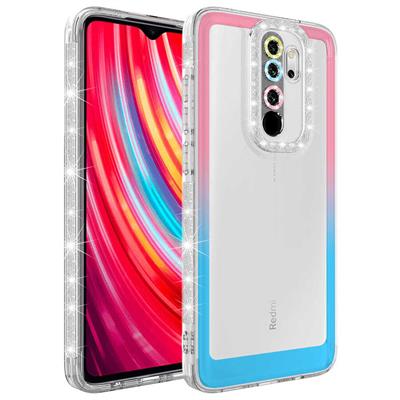 Xiaomi Redmi Note 8 Pro Uyumlu Kılıf Simli ve Renk Geçiş Tasarımlı Lens Korumalı Zore Park Kapak