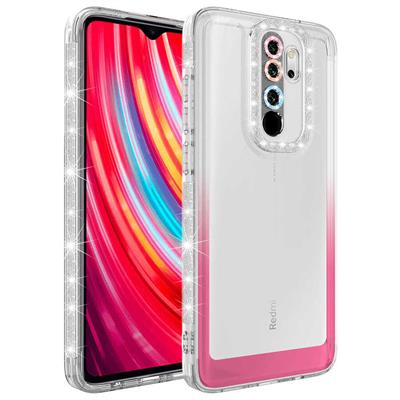 Xiaomi Redmi Note 8 Pro Uyumlu Kılıf Simli ve Renk Geçiş Tasarımlı Lens Korumalı Zore Park Kapak