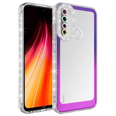 Xiaomi Redmi Note 8 Uyumlu Kılıf Simli ve Renk Geçiş Tasarımlı Lens Korumalı Zore Park Kapak