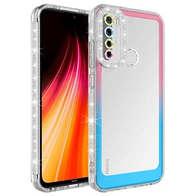Xiaomi Redmi Note 8 Uyumlu Kılıf Simli ve Renk Geçiş Tasarımlı Lens Korumalı Zore Park Kapak