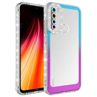 Xiaomi Redmi Note 8 Uyumlu Kılıf Simli ve Renk Geçiş Tasarımlı Lens Korumalı Zore Park Kapak