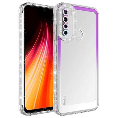 Xiaomi Redmi Note 8 Uyumlu Kılıf Simli ve Renk Geçiş Tasarımlı Lens Korumalı Zore Park Kapak