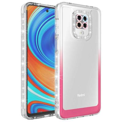 Xiaomi Redmi Note 9 Pro Uyumlu Kılıf Simli ve Renk Geçiş Tasarımlı Lens Korumalı Zore Park Kapak