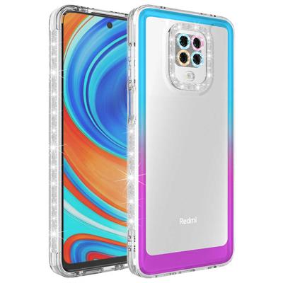 Xiaomi Redmi Note 9S Uyumlu Kılıf Simli ve Renk Geçiş Tasarımlı Lens Korumalı Zore Park Kapak