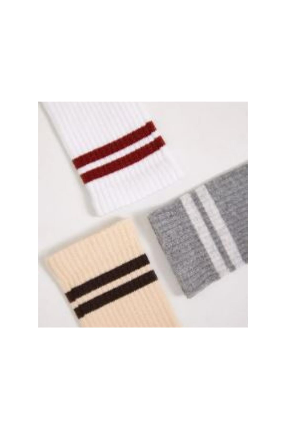 3 lü Paket Şeritli Erkek Çocuk Soket Çorap Çok Renkli