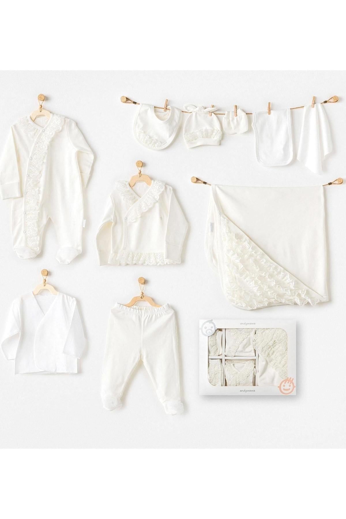 Andywawa /BEBEK HASTANE ÇIKIŞI 10 PCS NEWBORN SET  CHIC GIRL Ekru