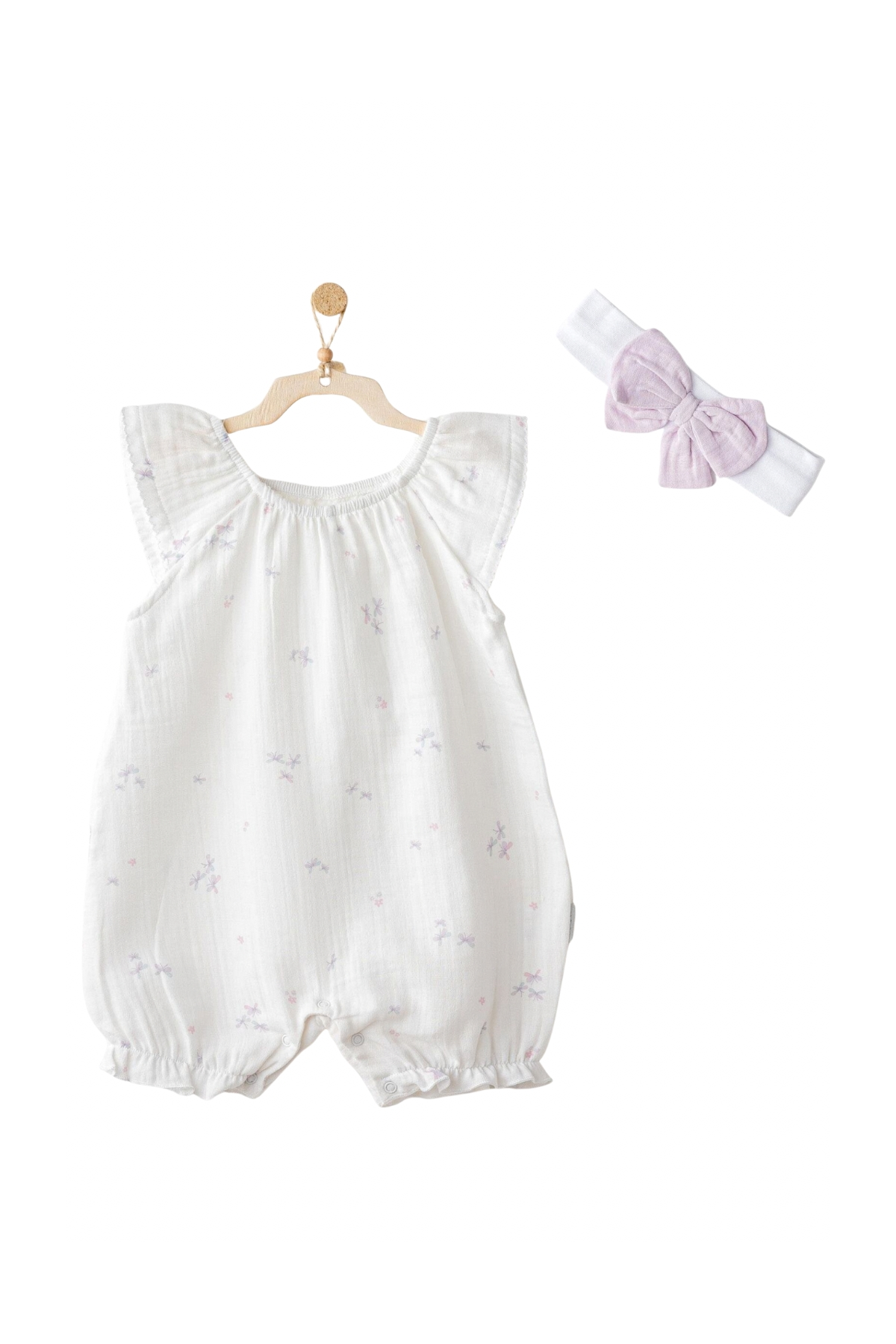 ANDYWAWA / BEBEK TULUM TAKIM ROMPER BAND SET MAGICAL BUTTERFLY MUSLIN WHITE