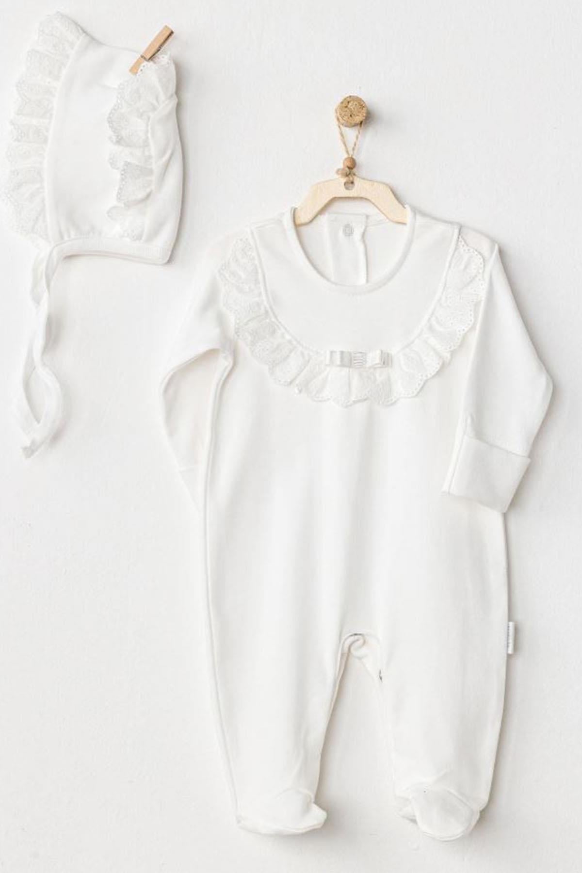 Andywawa /BEBEK TULUM TAKIM ROMPER HAT SET PETIT LOVE Ekru