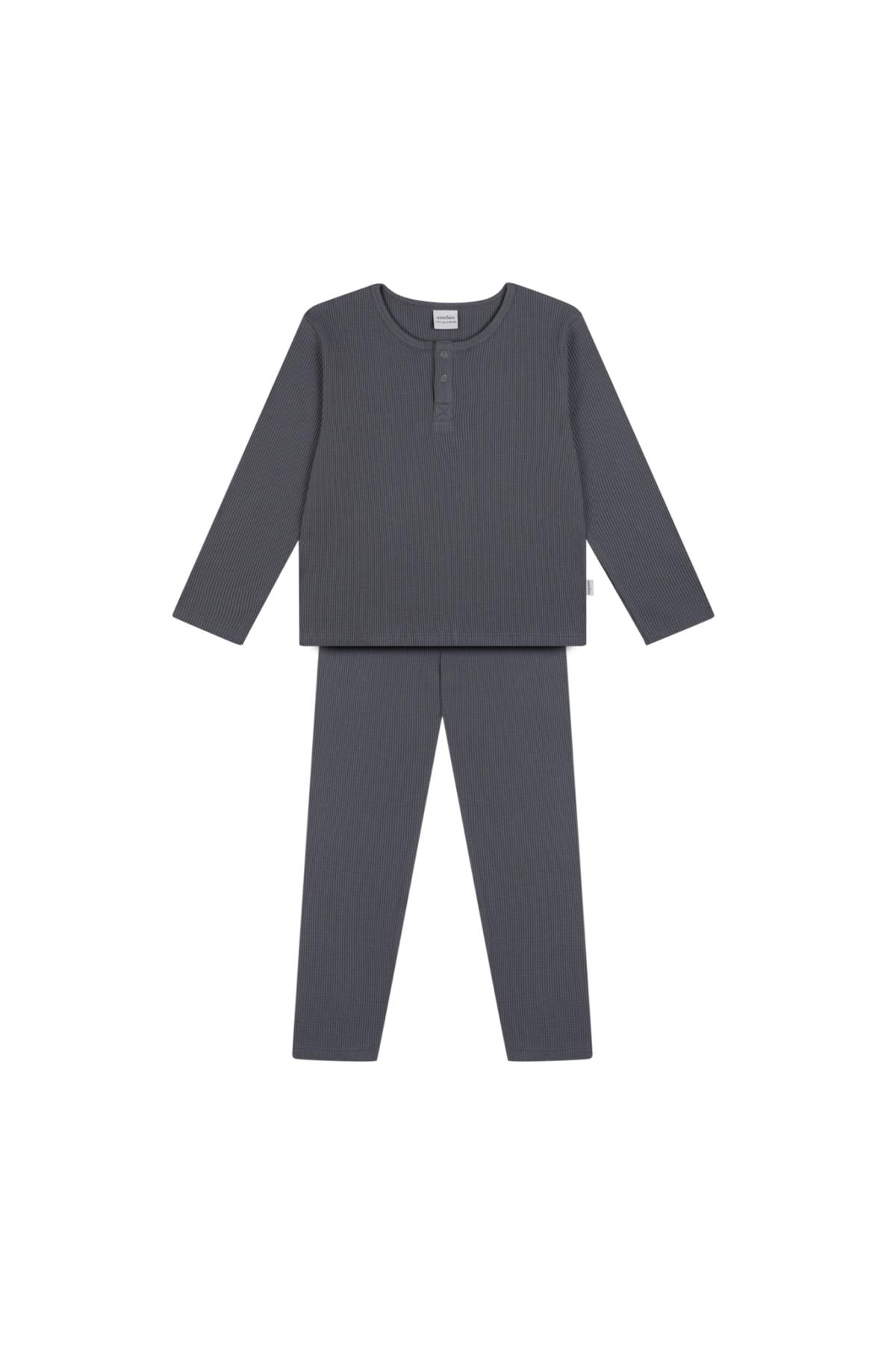 Antebies / Antrasit Uzun Kollu Pijama Takımı Gri