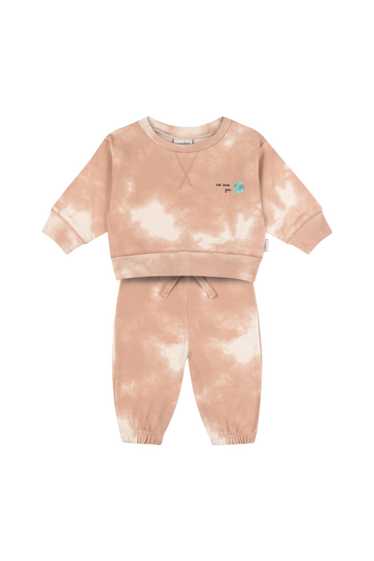 Antebies / Bej Batik Sweatshirt ve Pantolon Set Bej