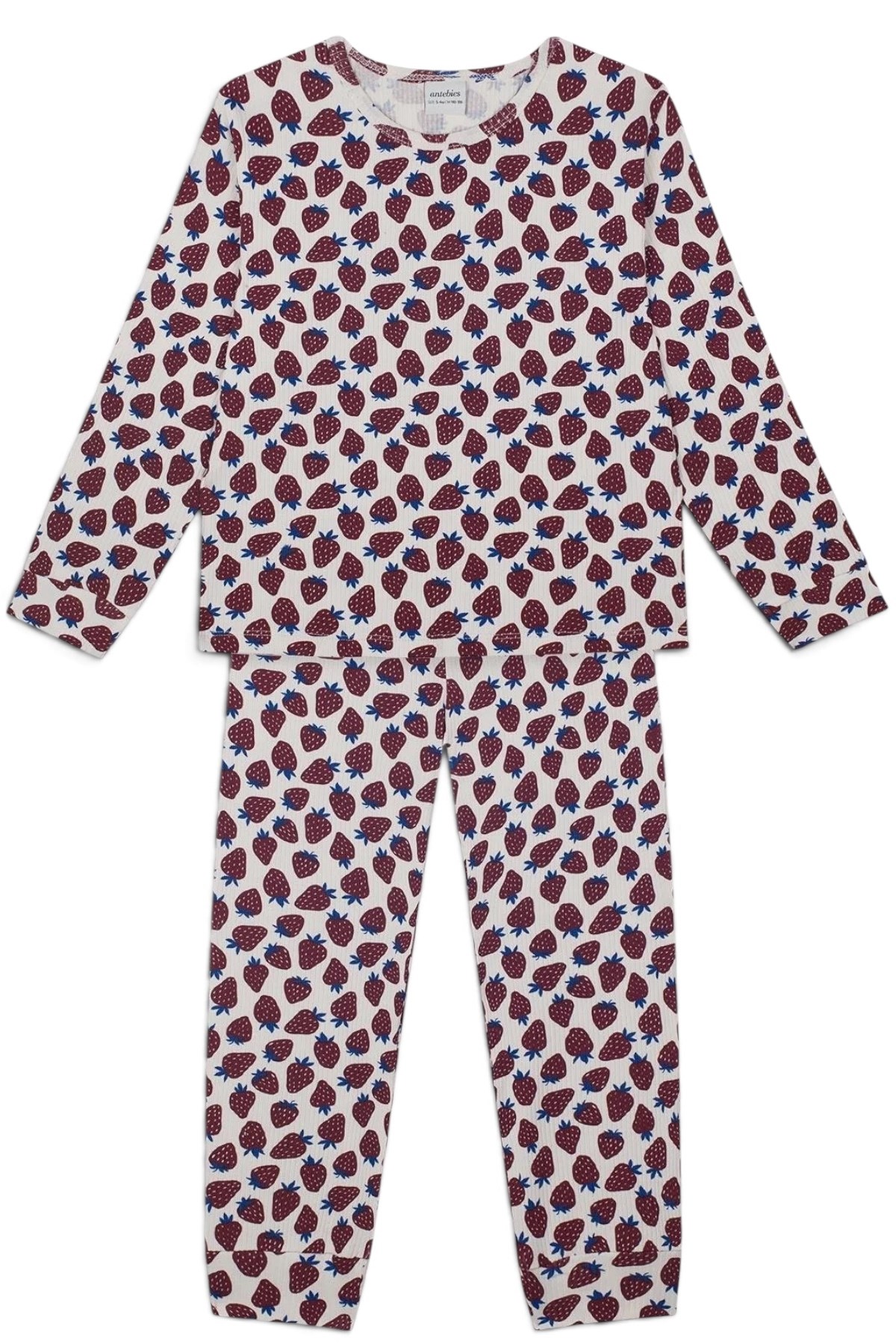 Antebies / Çilek Tarlası Uzun Kollu Pijama Takımı Bordo