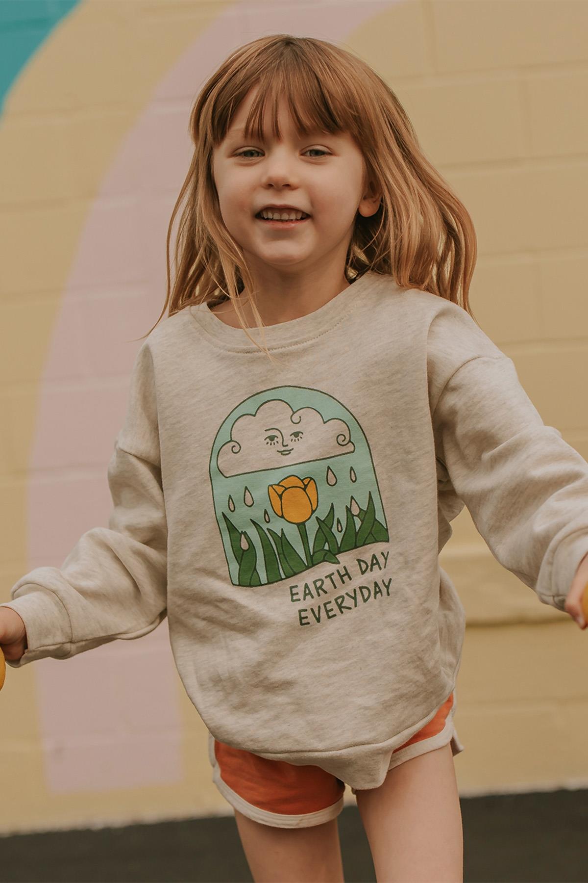 Antebies /  Earth Day Baskılı Sweatshirt Gri