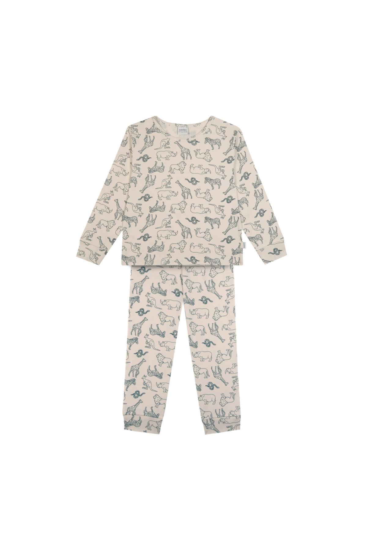 Antebies / Hayvanlar Alemi Uzun Kollu Pijama Takımı Yeşil
