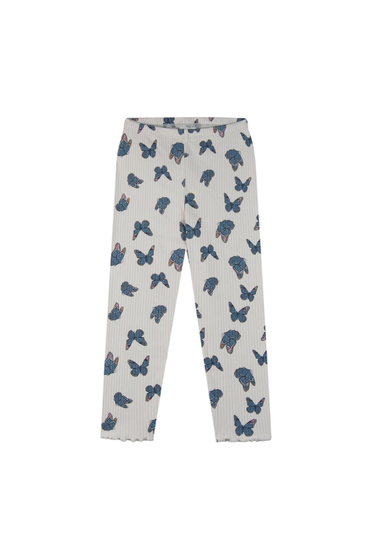 Antebies / Kelebek Desen Uzun Kollu Taytlı Pijama Takımı Mavi