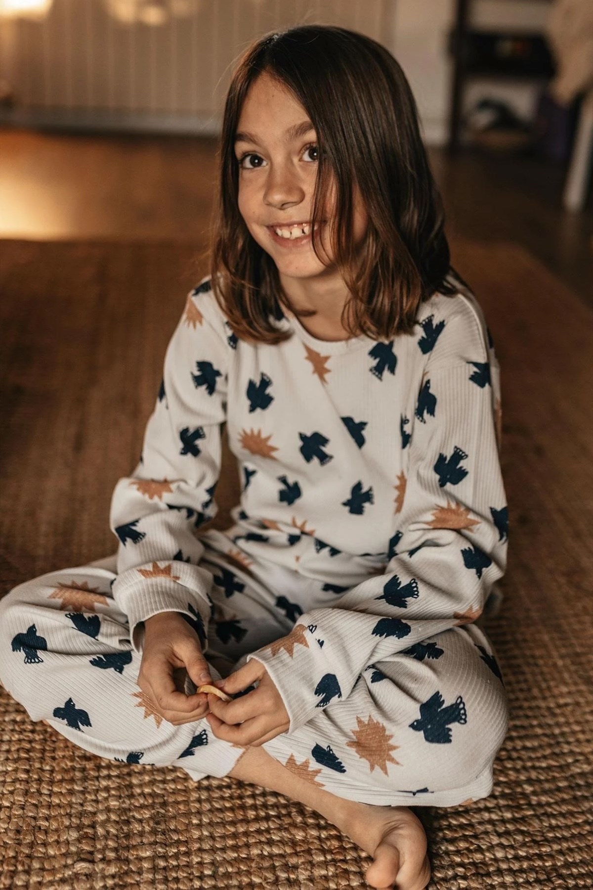 Antebies / Kuş & Güneş Uzun Kollu Pijama Takımı Gri