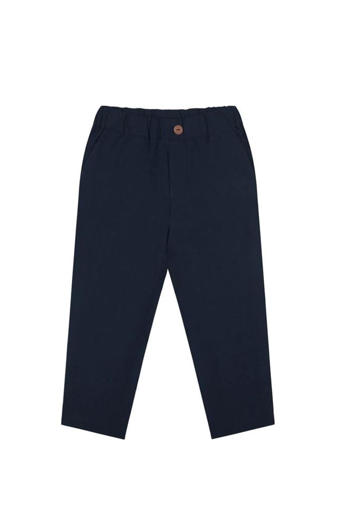 Antebies / Lacivert  Keten Poplin Pantolon Mavi