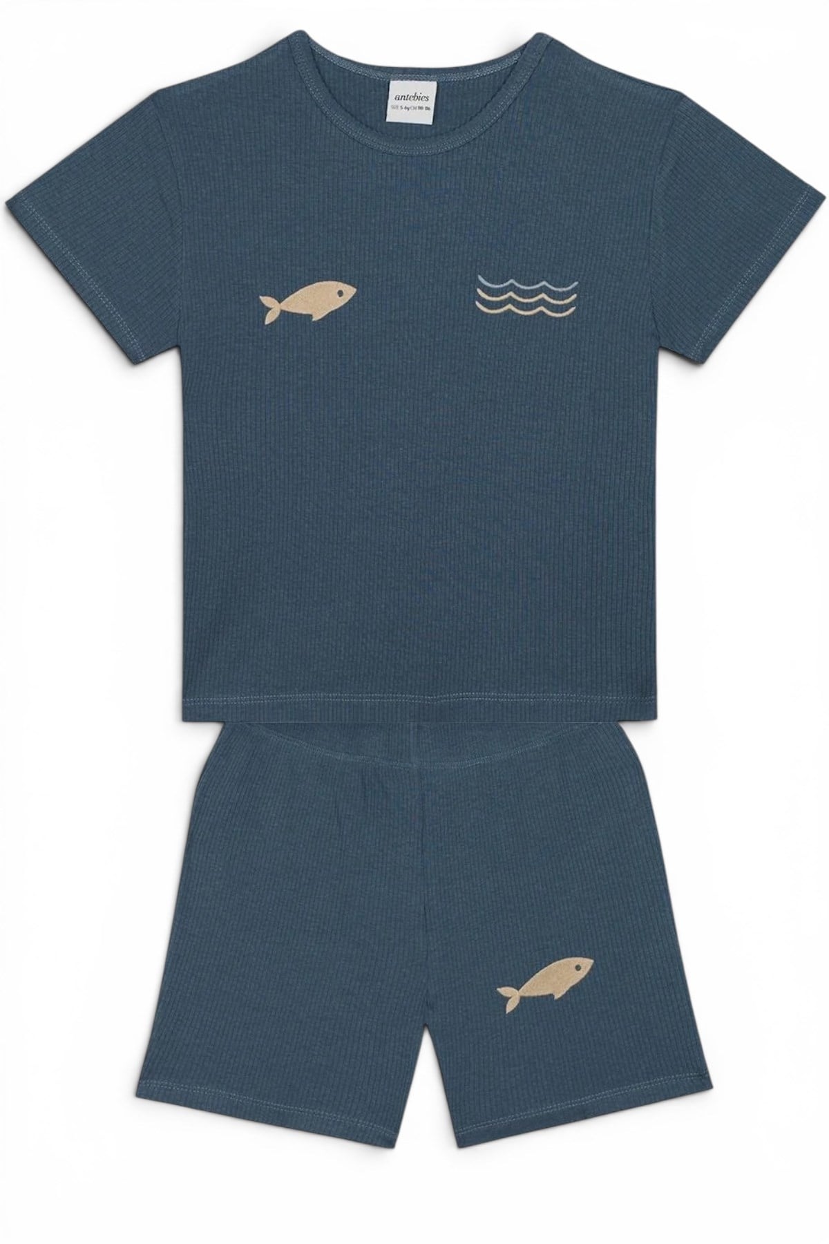Antebies / Minik Denizciler Kısa Kollu Tshirt Şort Pijama Tk. Lacivert